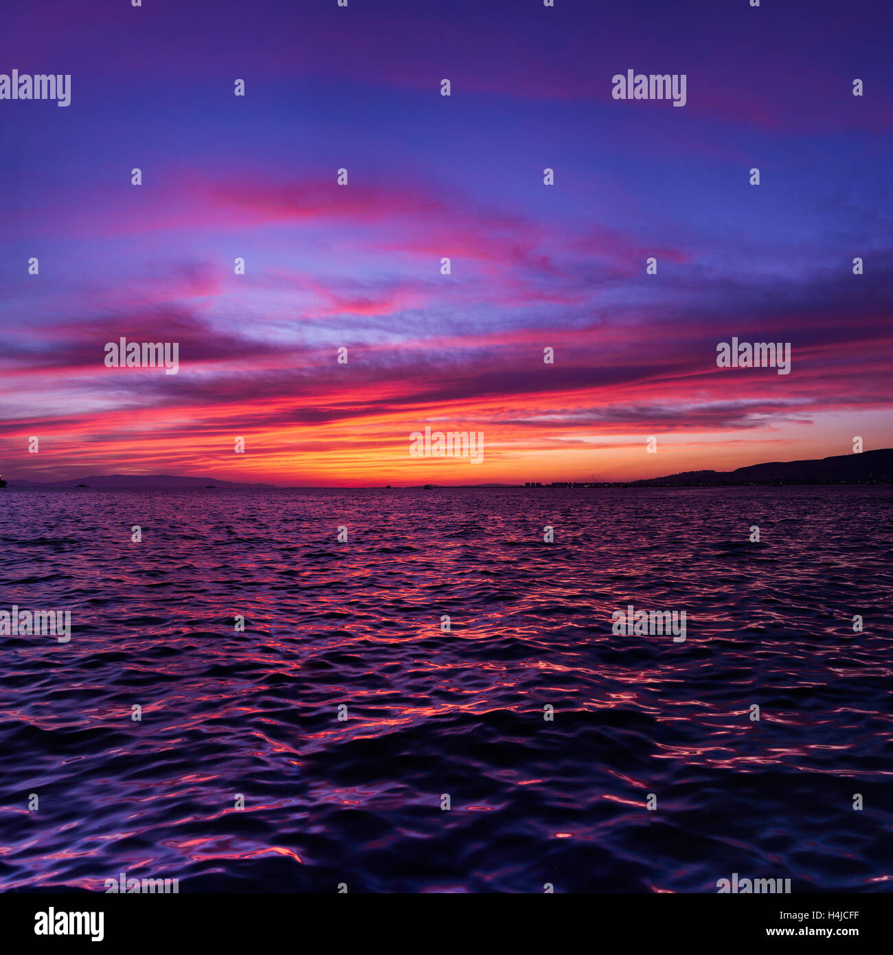 Dusk landview at urban seaside Stock Photo Alamy