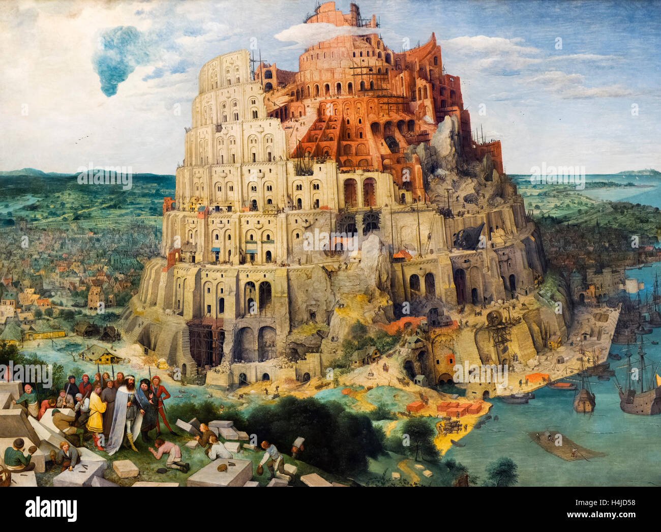 The Tower of Babel by Pieter Bruegel the Elder, oil on panel, c.1563 Stock Photo