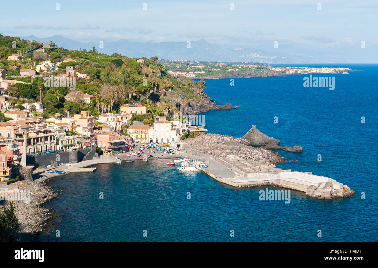 The small sea village of Santa Maria la Scala (near Catania) in Sicily Stock Photo