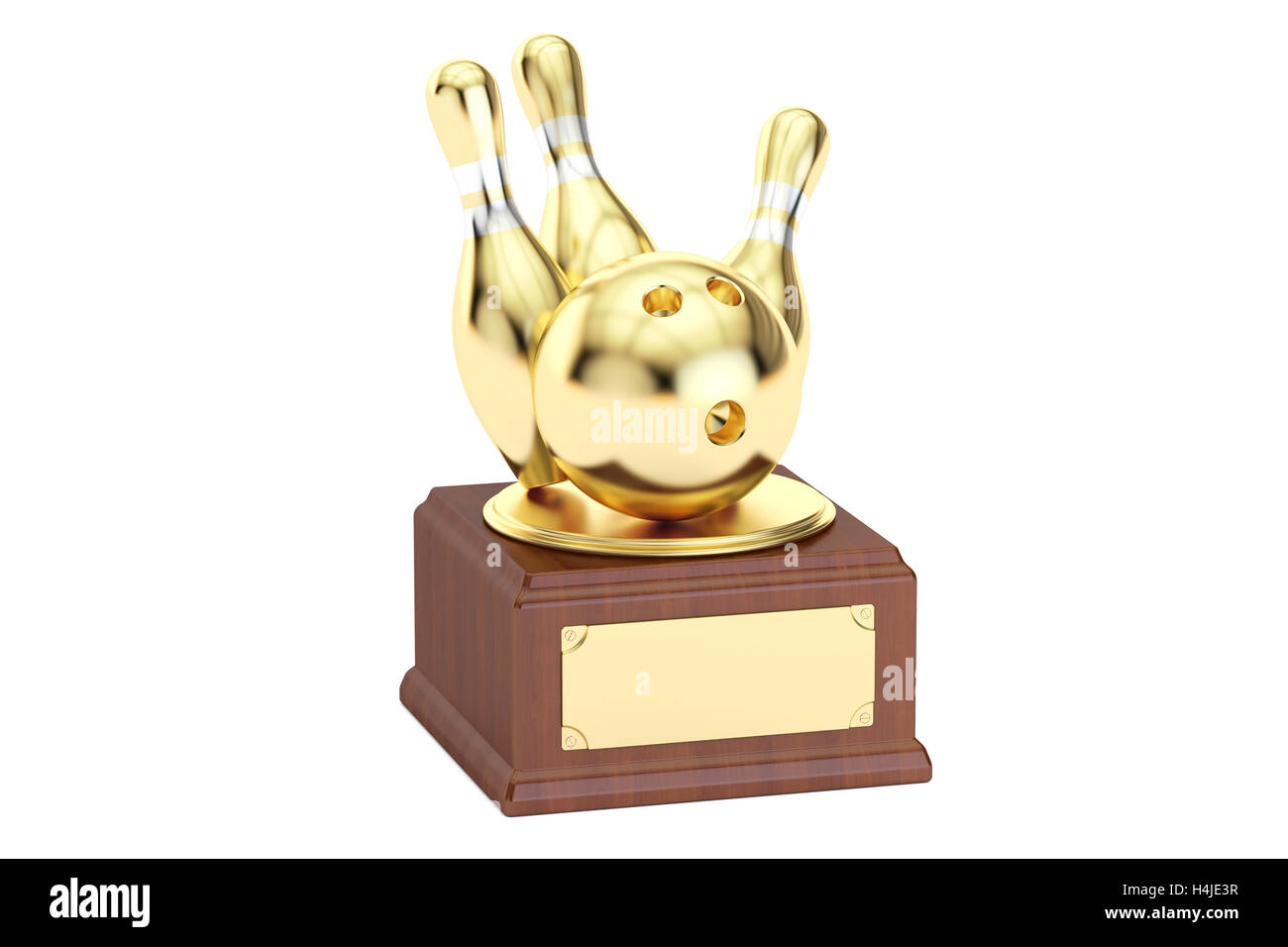 Gold award cup bowling, 3D rendering isolated on white background Stock