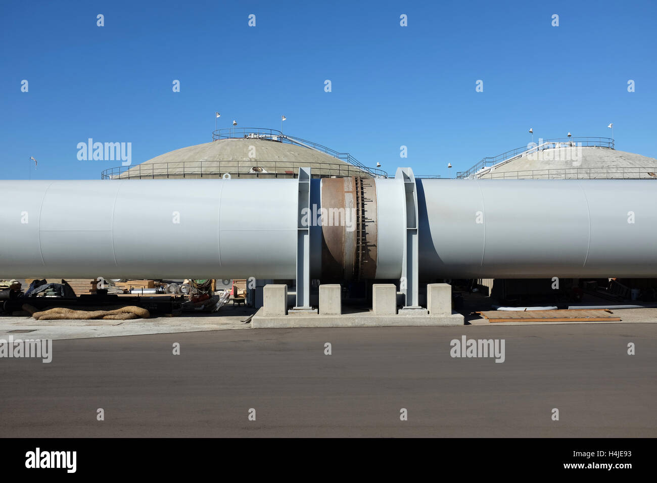 Industrial Pipeline at the Orange County Sanitation District, Huntington Beach Wastewater Treatment Facility Stock Photo
