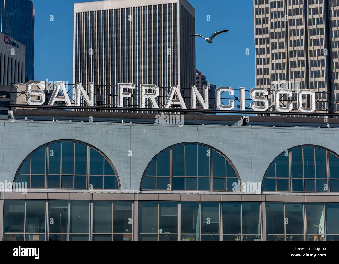 Arriving by ferry at San Francisco ferry building terminal with clock