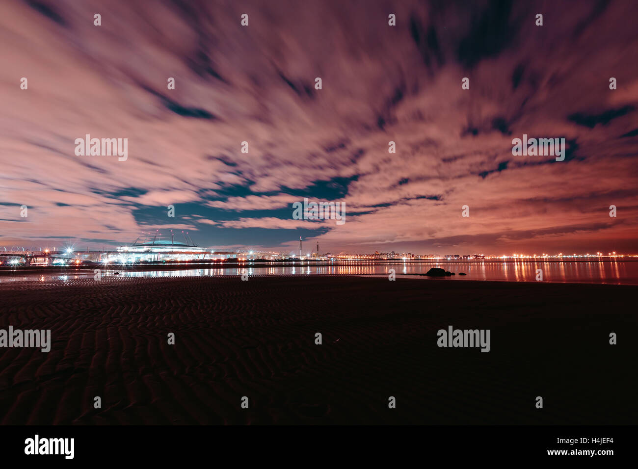 city beach at night Stock Photo Alamy