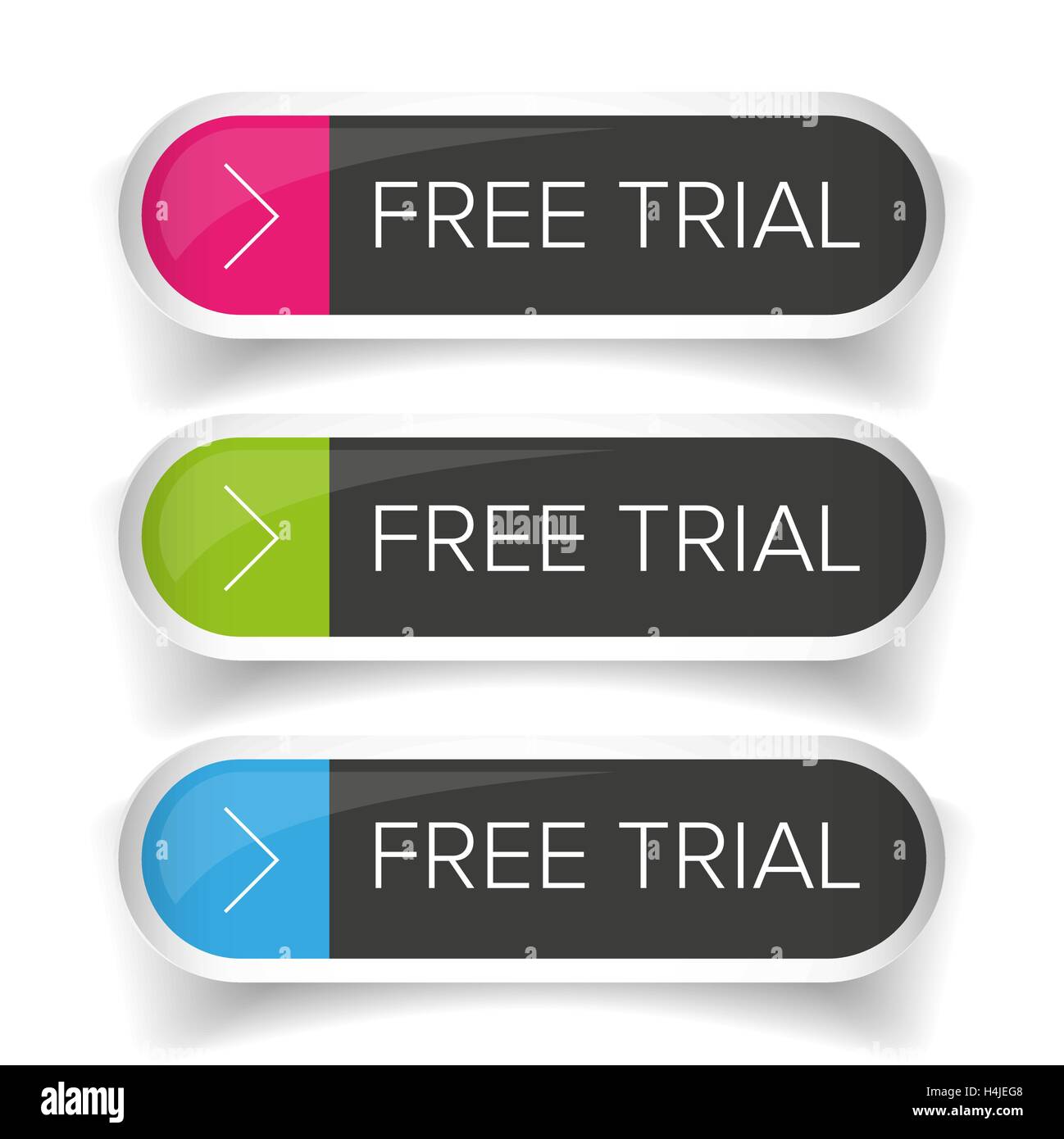 Free Trial button set Stock Vector
