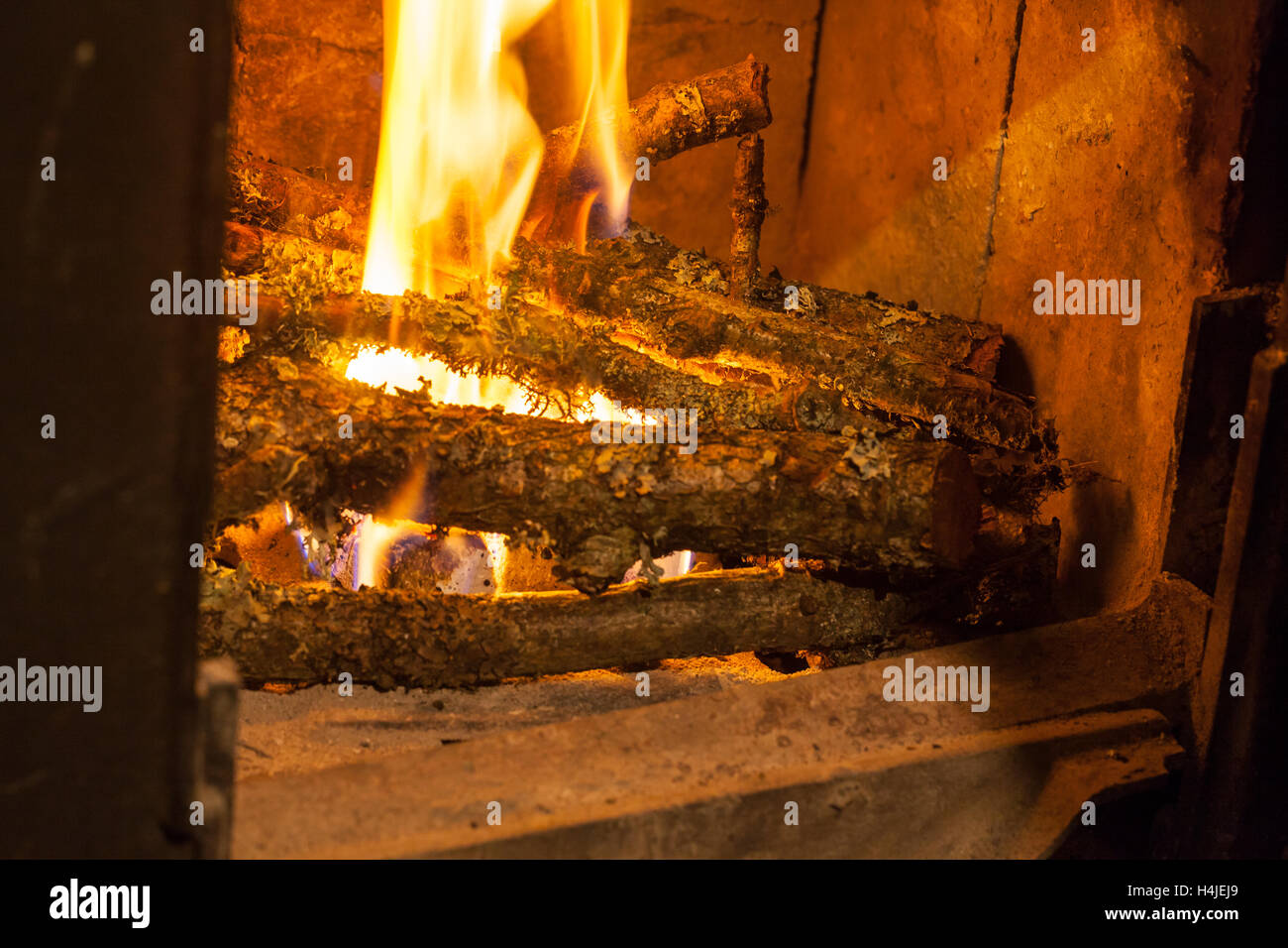 Lighting A Wood Burner Stock Photo 123337825 Alamy