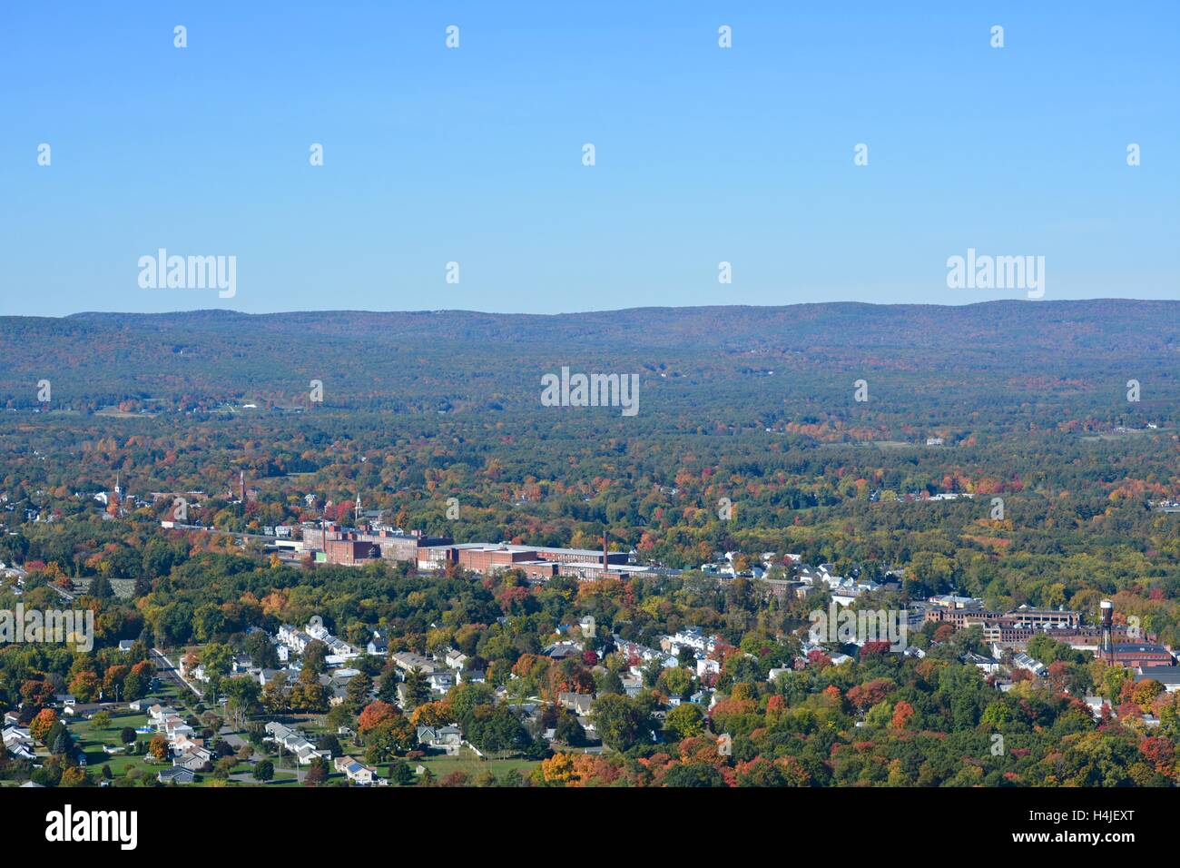 A view of Easthampton Massachusetts as seen from Mt. Tom in Holyoke Massachusetts Stock Photo
