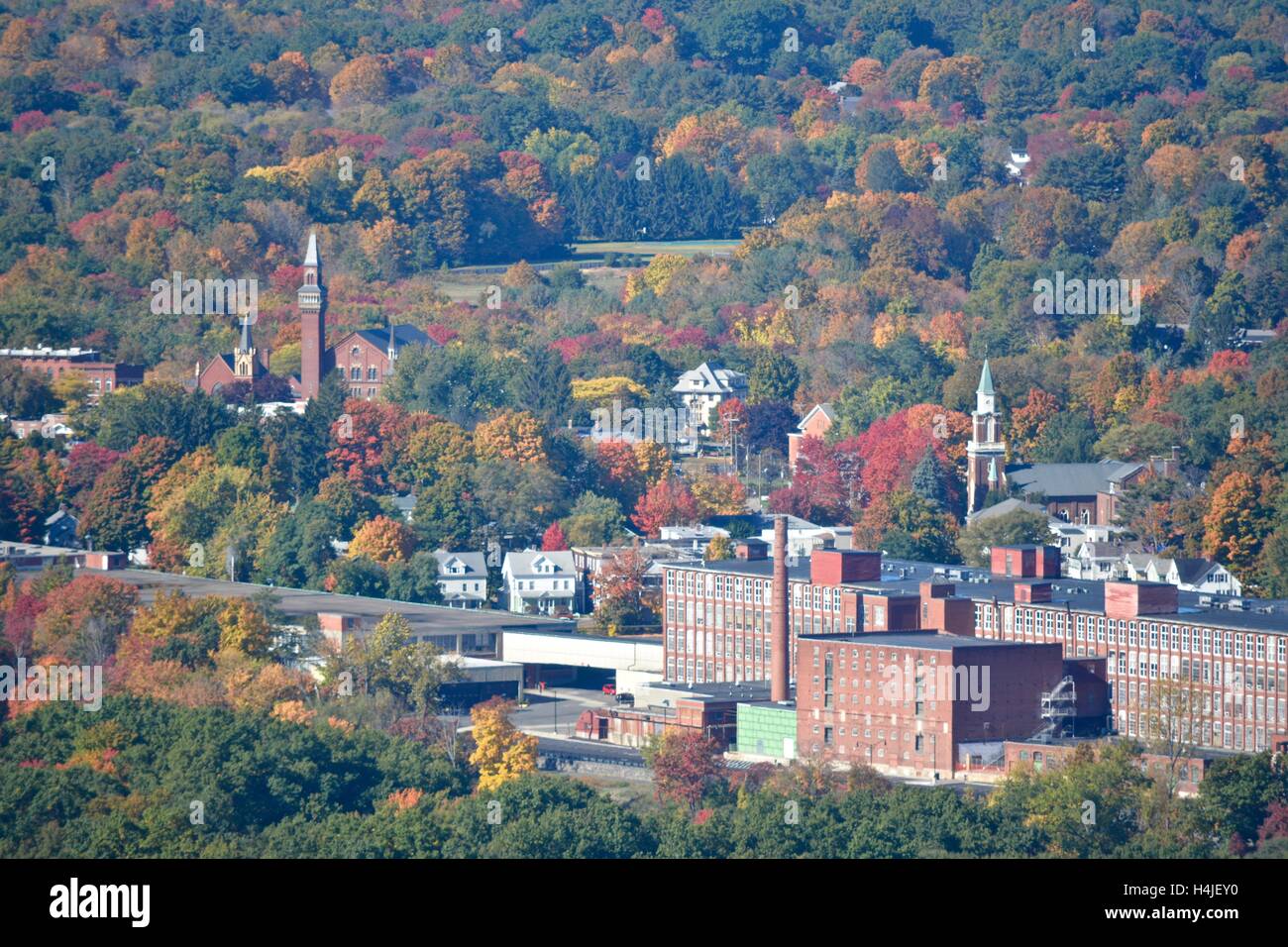 A view of Easthampton Massachusetts as seen from Mt. Tom in Holyoke