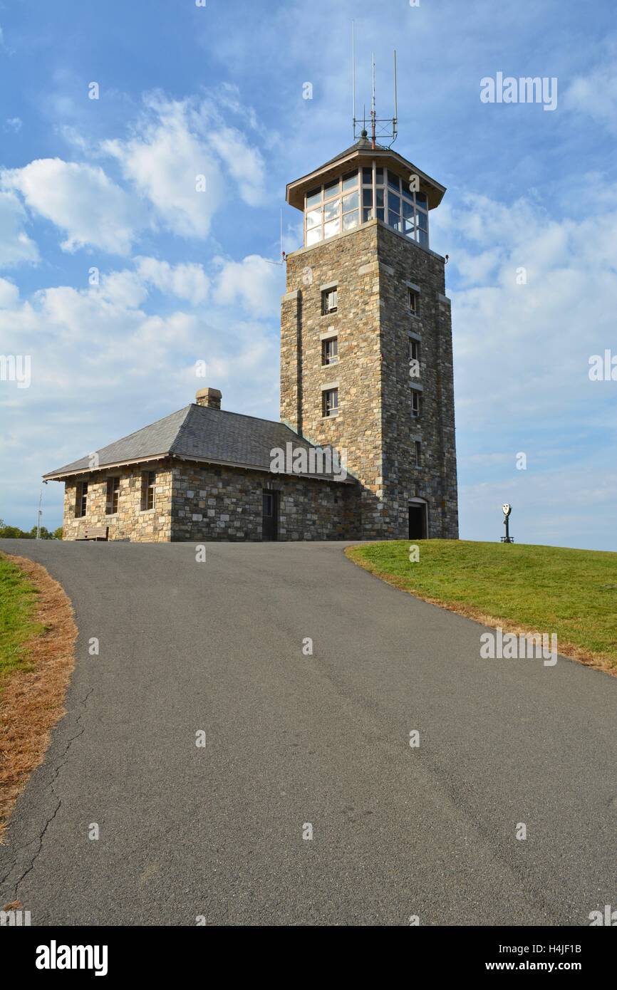 An observation tower on Quabbin Hill along the Quabbin Reservoir in Ware, Western Massachusetts. Stock Photo