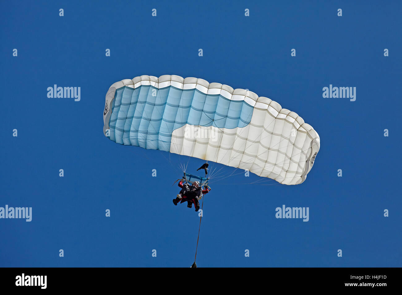 Tandem Parachuters, Queenstown, Otago, South Island, New Zealand Stock Photo