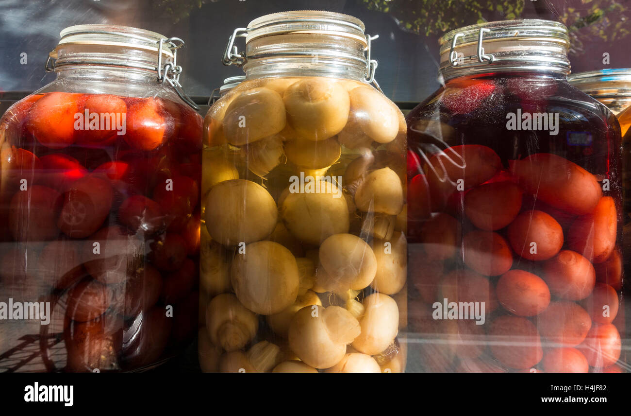Jars of pickled vegetables Stock Photo Alamy