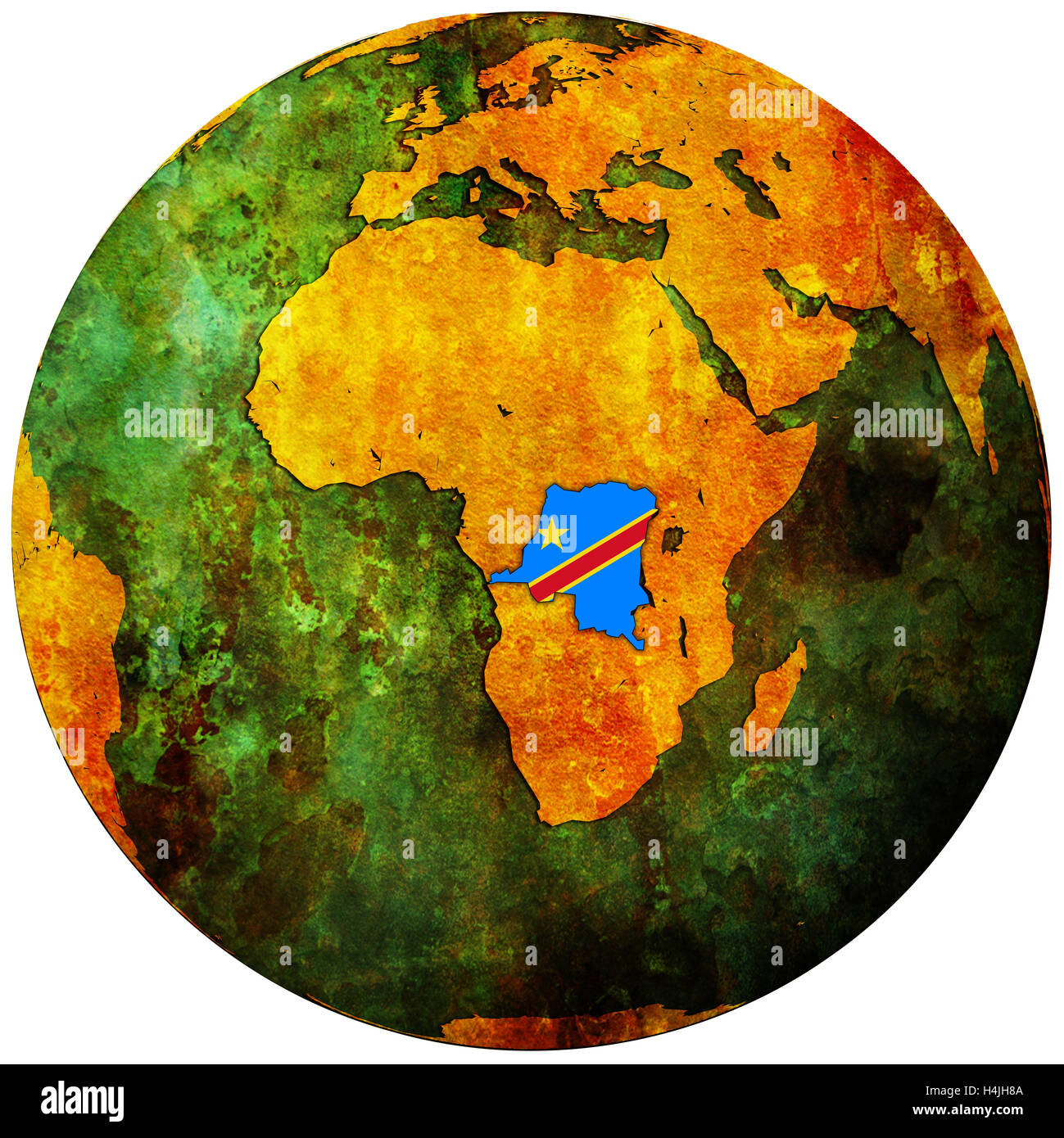 congo territory with flag on map of globe Stock Photo - Alamy