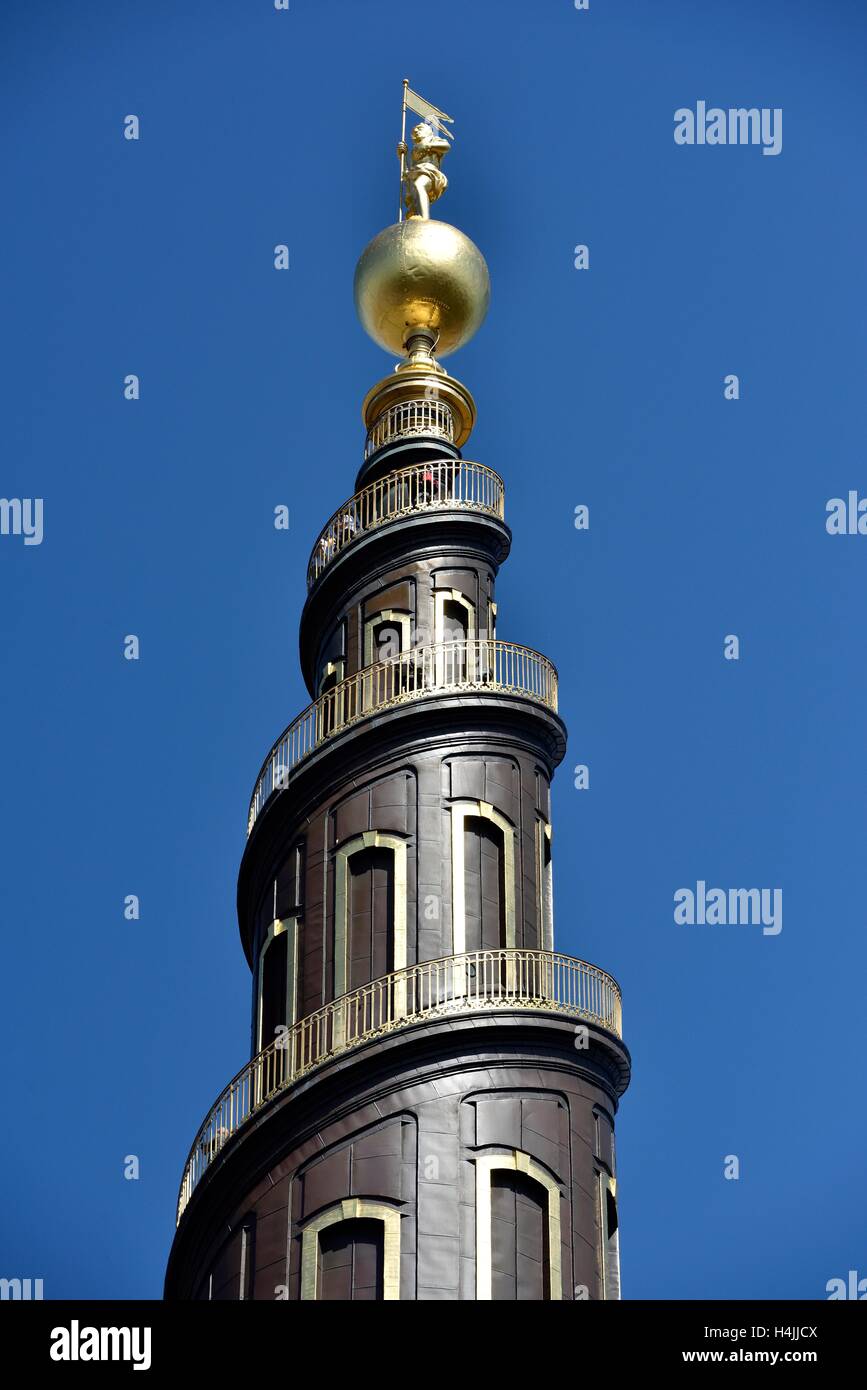 Corkscrew-shaped tower of the Lutheran Church of the Redeemer, Church of Our Saviour, Copenhagen, Copenhagen, Denmark Stock Photo