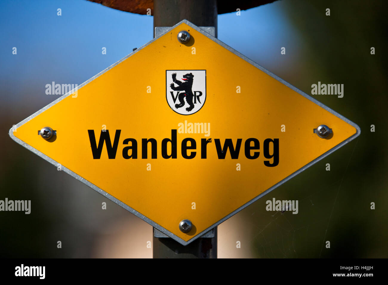 Wanderweg, hiking trail sign, Appenzell, Switzerland, Europe Stock Photo