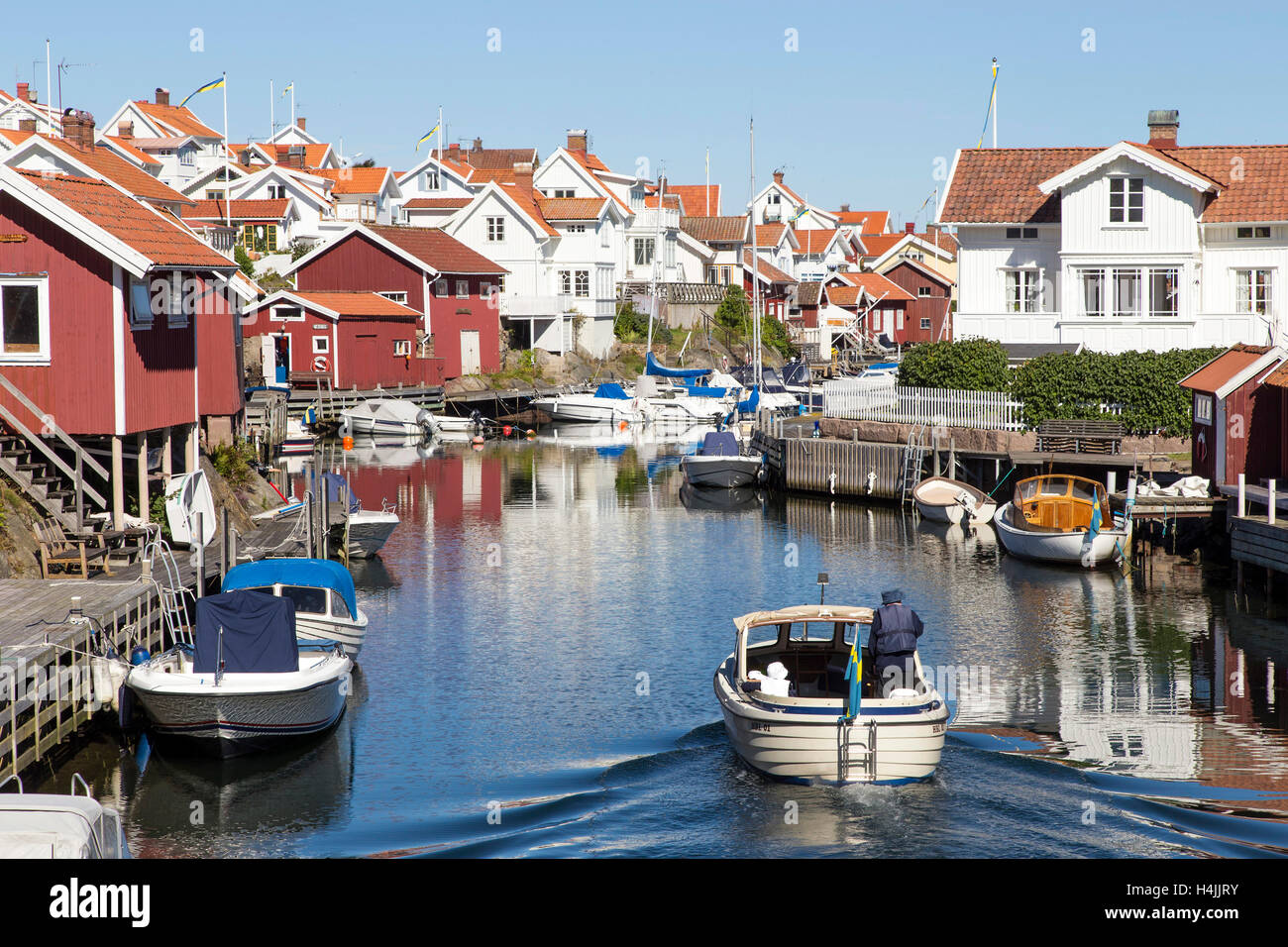 Guest harbor, boats, Grundsund, Bohuslän, West Sweden, Sweden Stock Photo