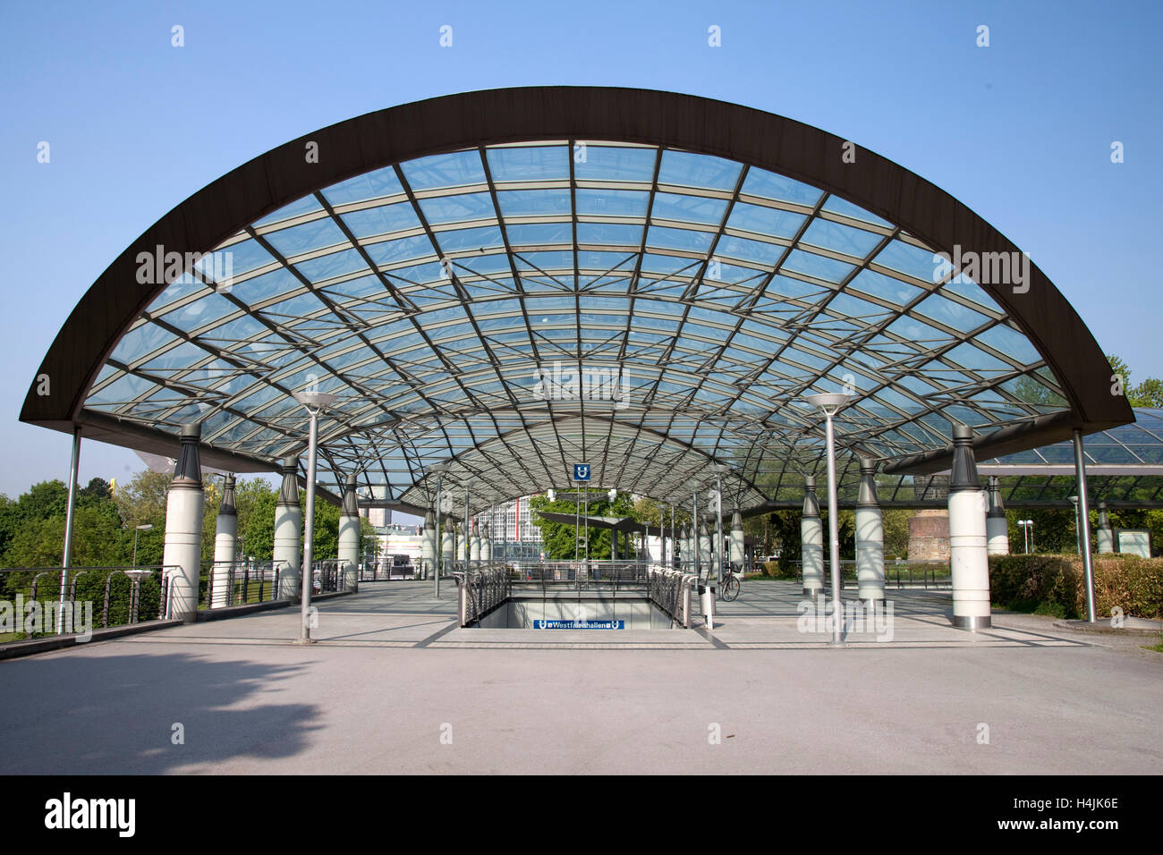 Glass sun roof, U-Bahn Westfalenhallen underground railway station, Dortmund, Ruhr area, North Rhine-Westphalia Stock Photo