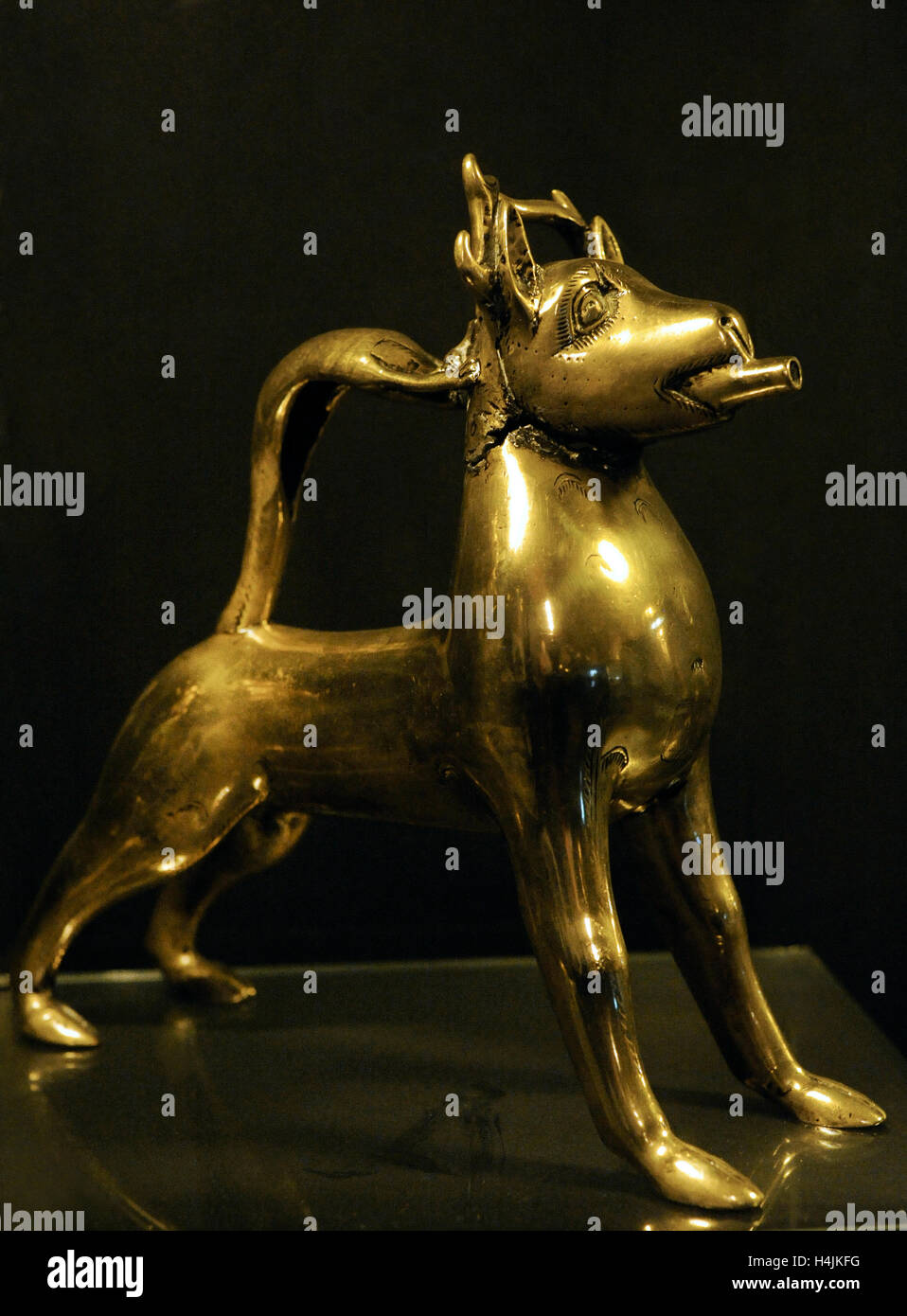 Aquamanile in the form of a fantastic animal. Brass. Hogetveit, VInje, Telemark. ca. 1300. Historical Museum. Oslo. Norway. Stock Photo
