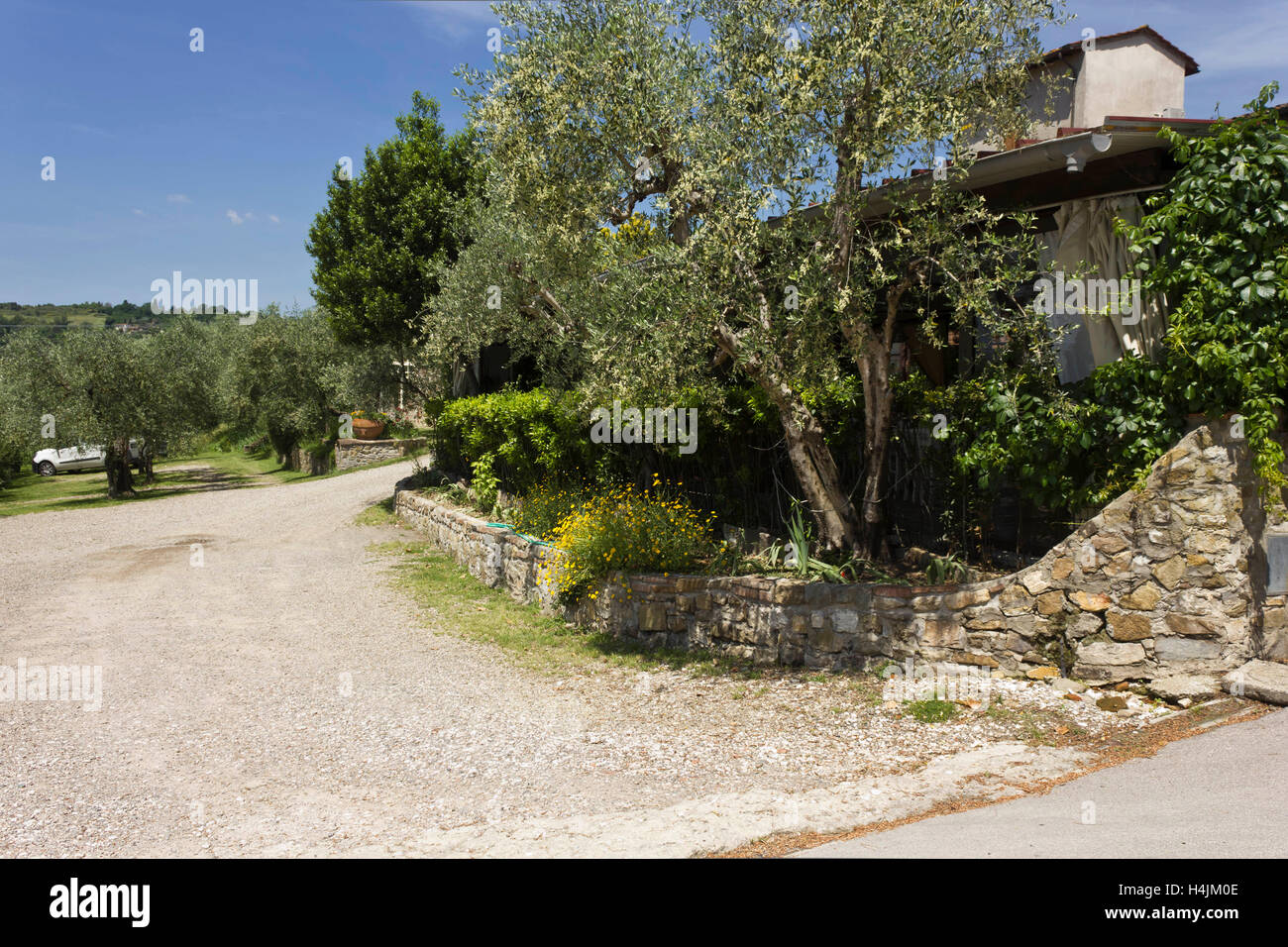 LASTRA A SIGNA, ITALY - MAY 21 2016: Outdoor view of Edy Piu Restaurant on Tuscan hills, surrounded by nature Stock Photo