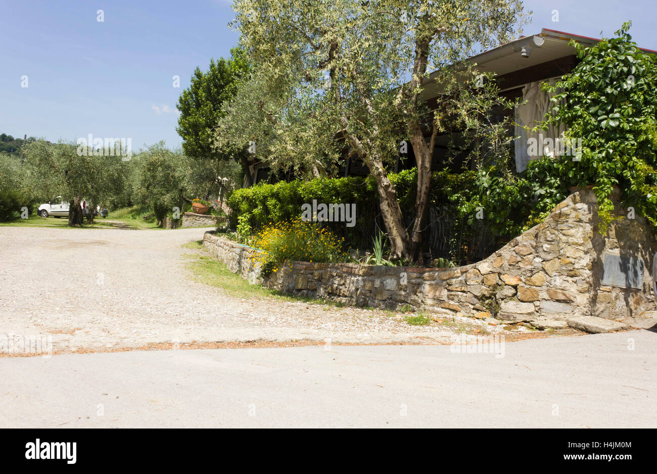 LASTRA A SIGNA, ITALY - MAY 21 2016: Outdoor view of Edy Piu Restaurant on Tuscan hills, surrounded by nature Stock Photo
