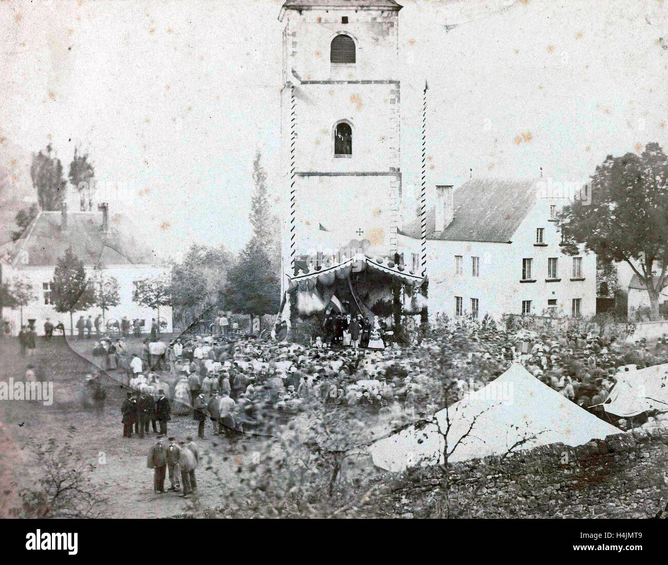 View crowd at marquee for a tower at unknown location in the Netherlands, unknown, c. 1865 - c. 1870 Stock Photo