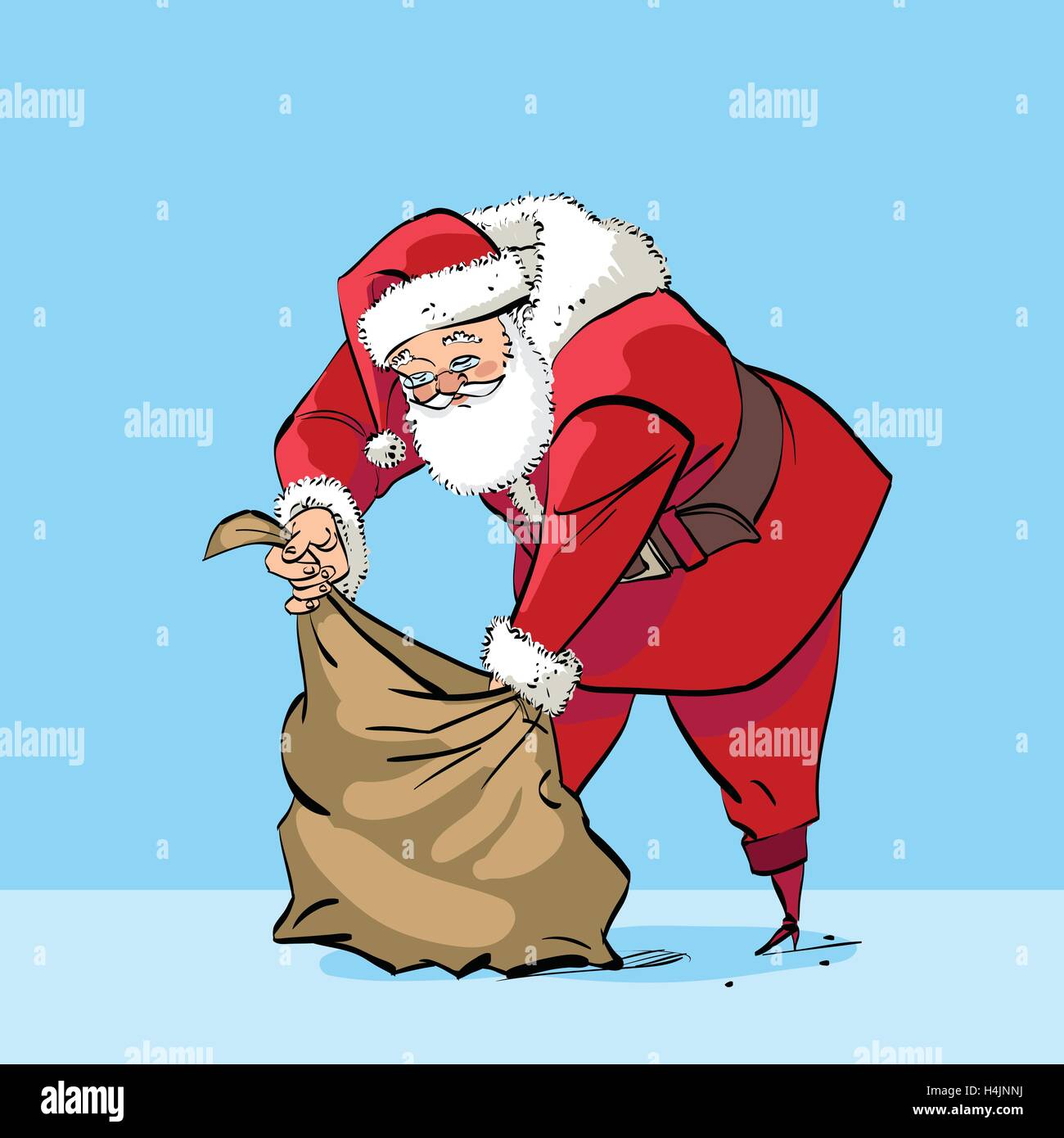 Santa Claus and bag with gifts Stock Vector