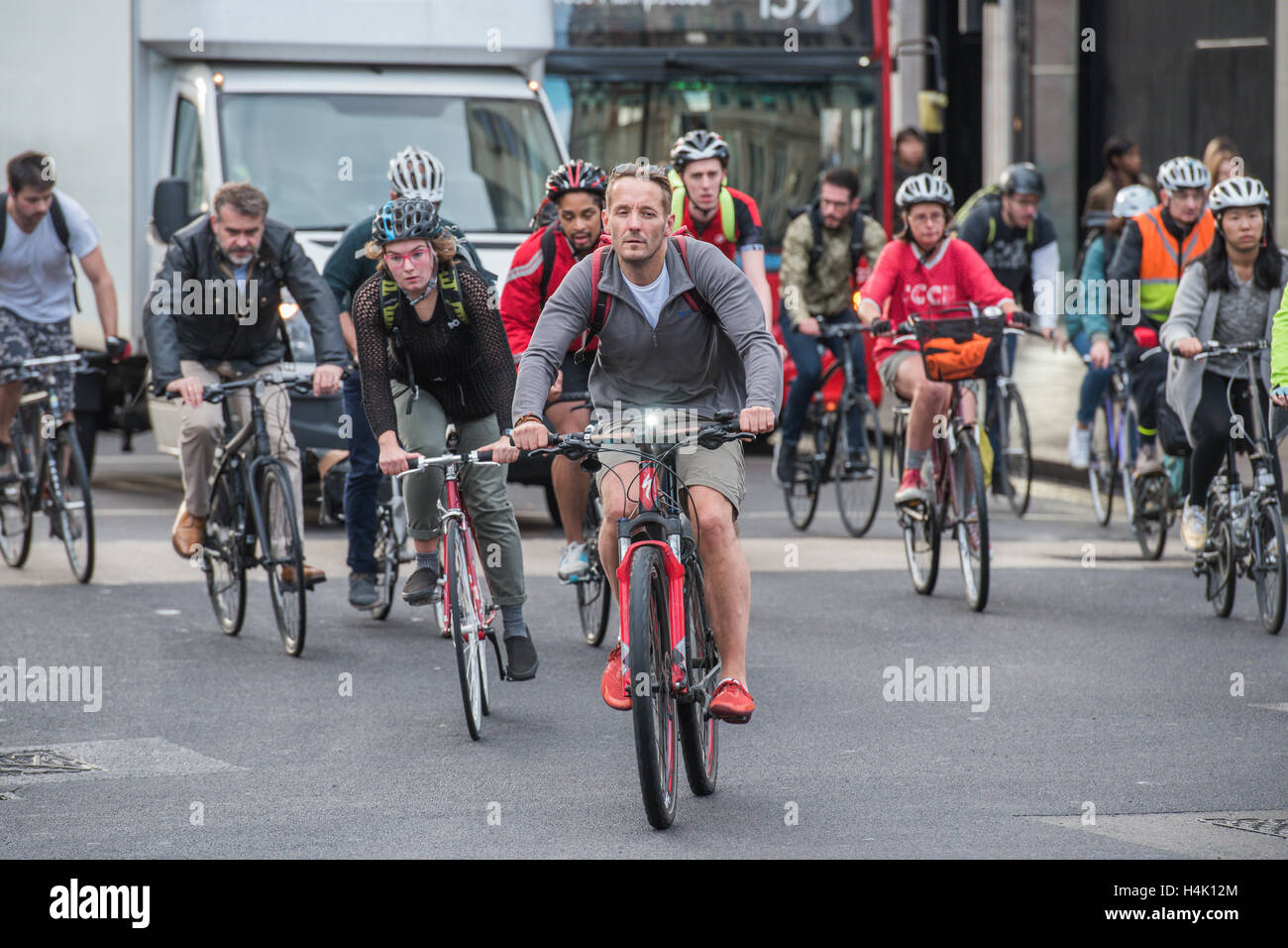 October Busy Work London, UK. 17th Oct, 2016. Cyclists, at the busy Aldwych junction with ...