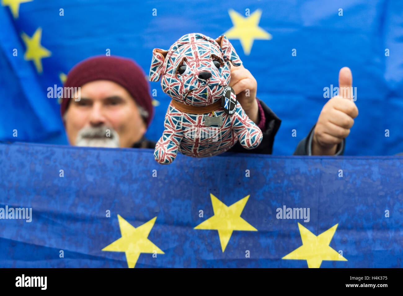 Pro EU referendum result protesters gather outside the High Court Stock Photo