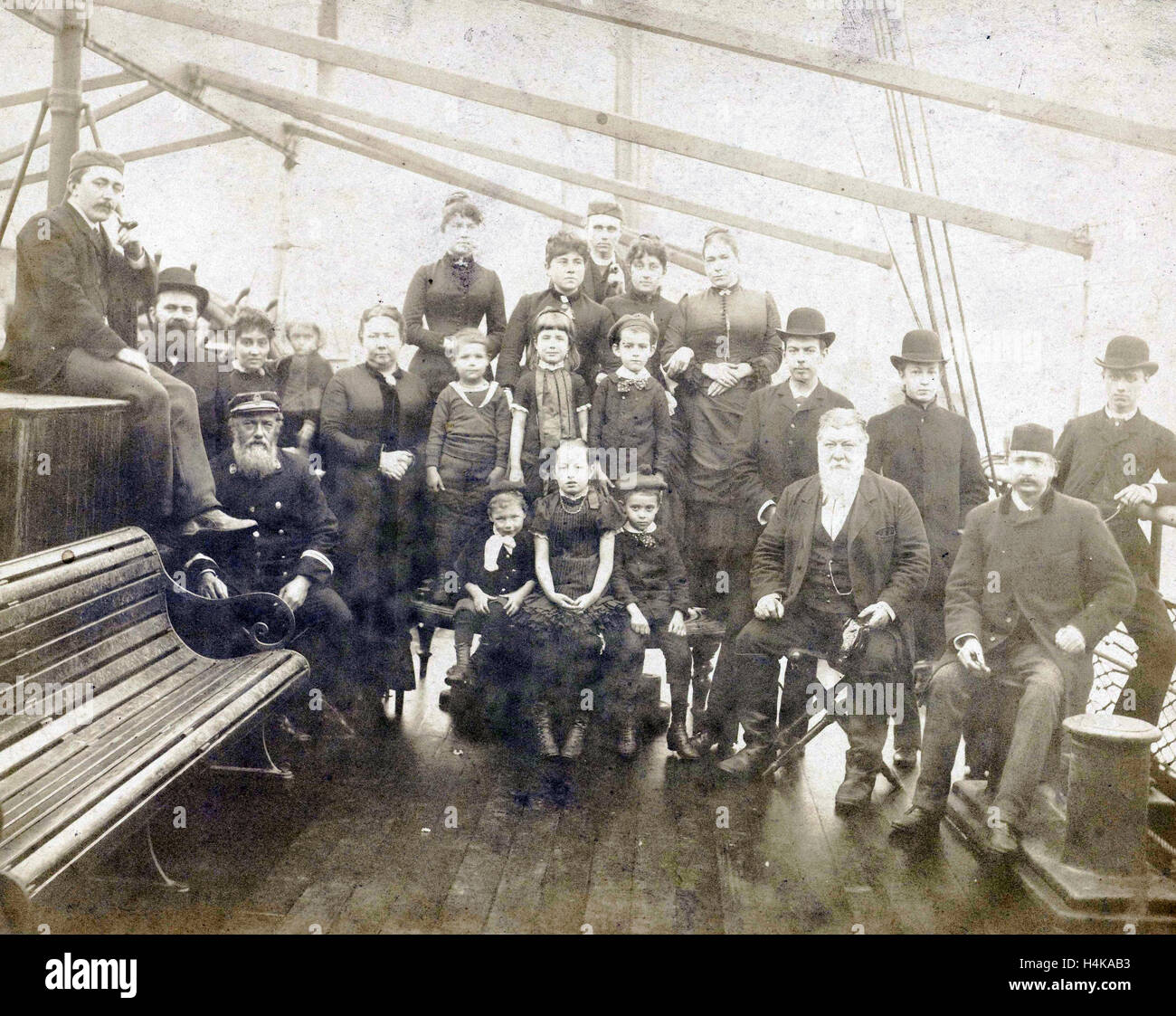 Family portrait on a ship's deck, G.W. Latter (of G.N.), Dating 1880 - 1900 Stock Photo