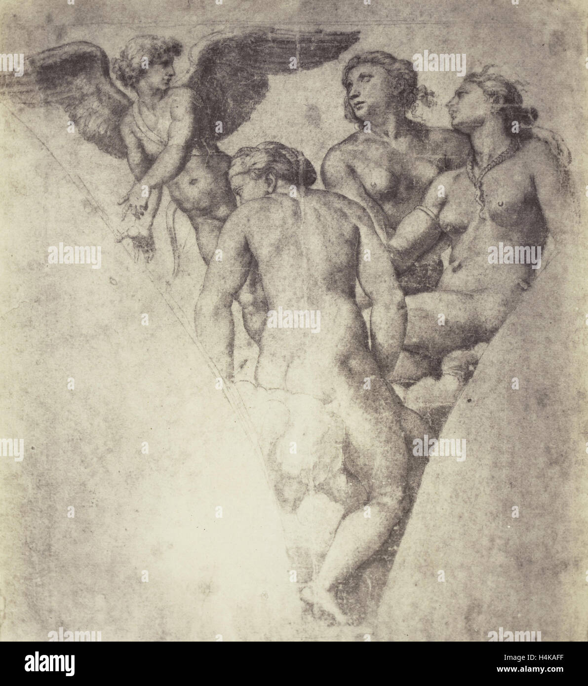 drawing Raphael from Windsor Castle, angel and three women, Charles Thurston Thompson, 1857 Stock Photo