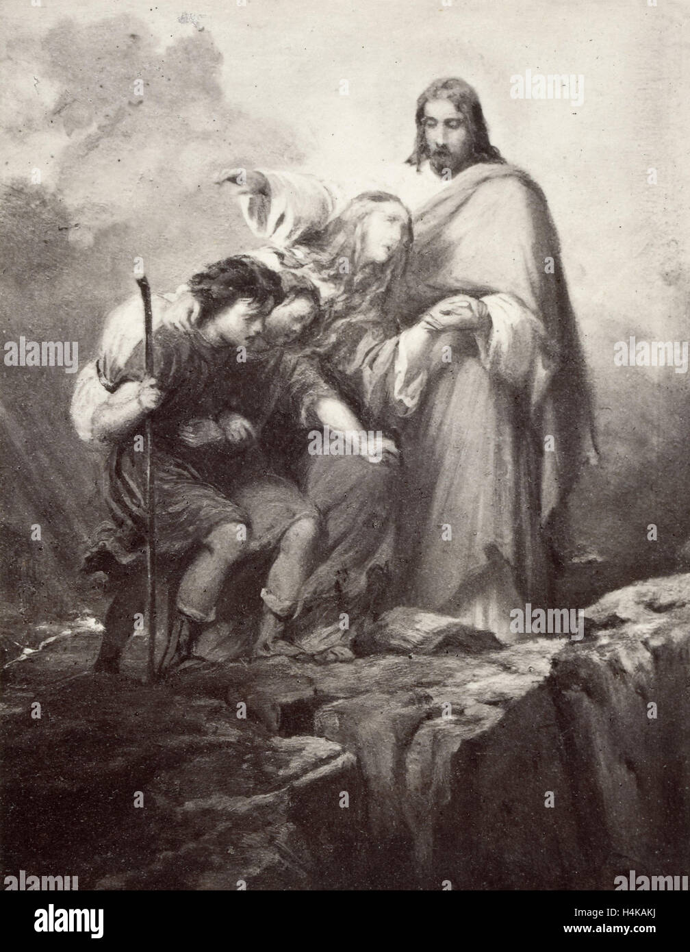 painting by Paul Delaroche: le Christ, espoir et soutien des Affligés, Robert Jefferson Bingham, Goupil & Cie, 1858 Stock Photo