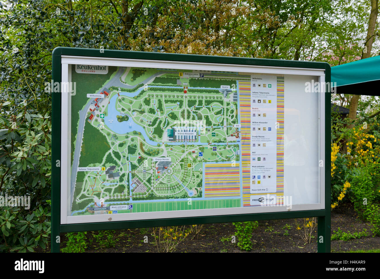 A detailed map of Keukenhof garden in Lisse, Holland, Netherlands Stock