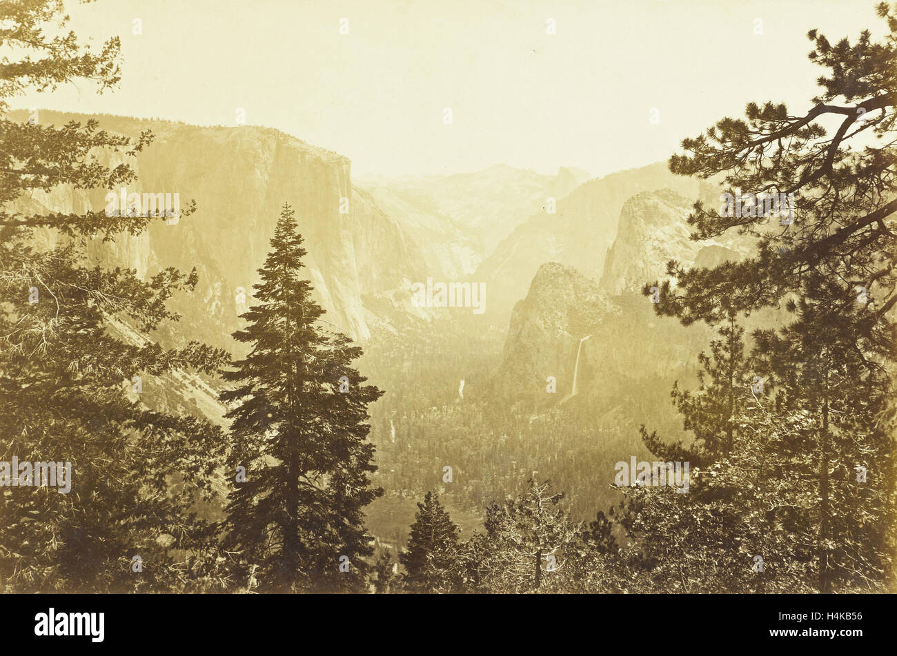 View of Yosemite Valley, California US, possibly Carleton Emmons Watkins, 1860 - 1880 Stock Photo