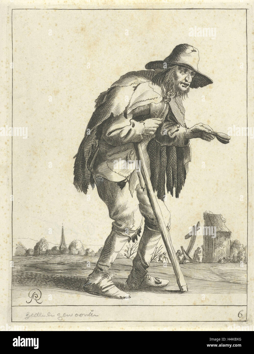 Leper beggar, Pieter Jansz. Quast, 1634 Stock Photo