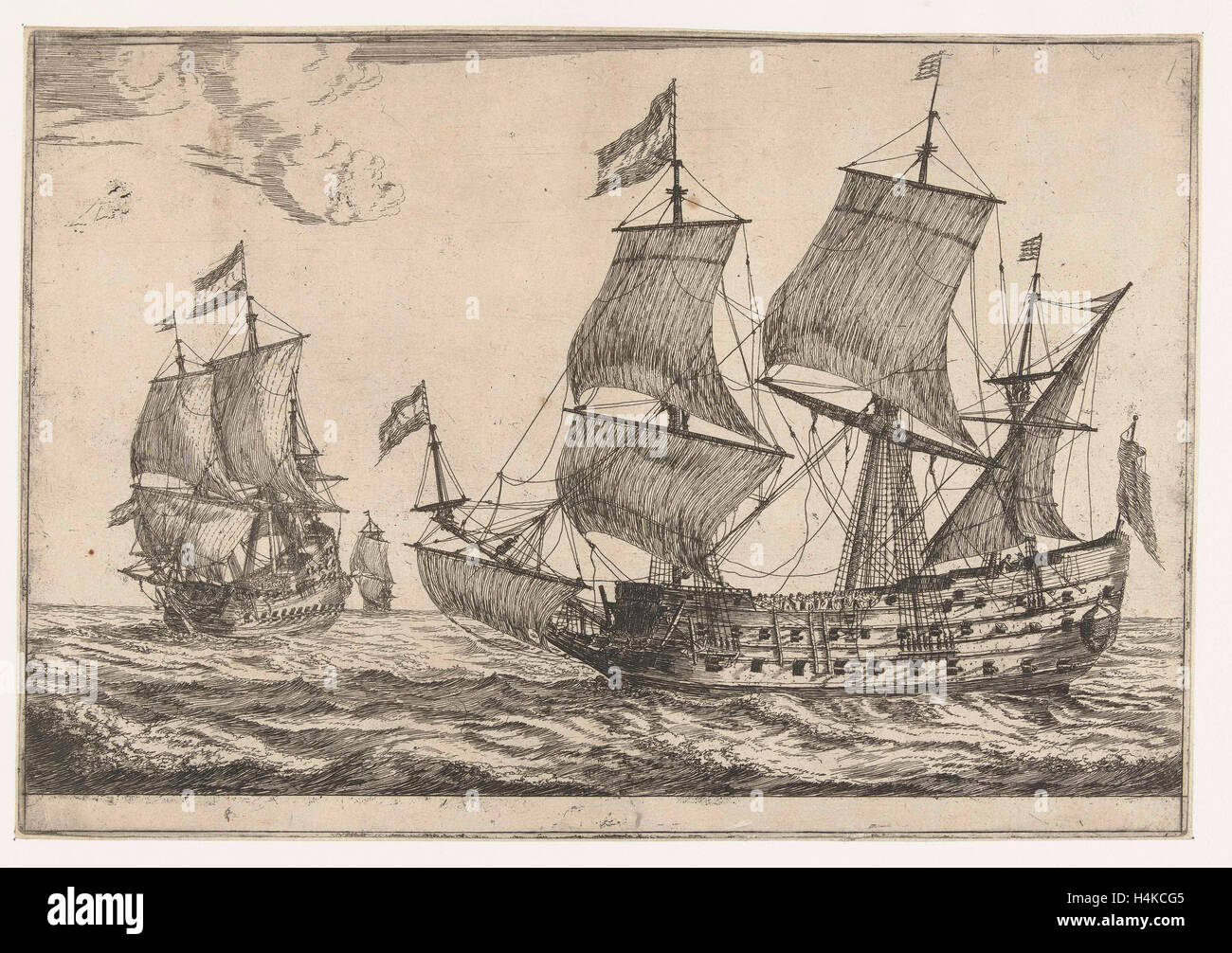 Two large warships, Reinier Nooms, 1650 - 1664 Stock Photo - Alamy