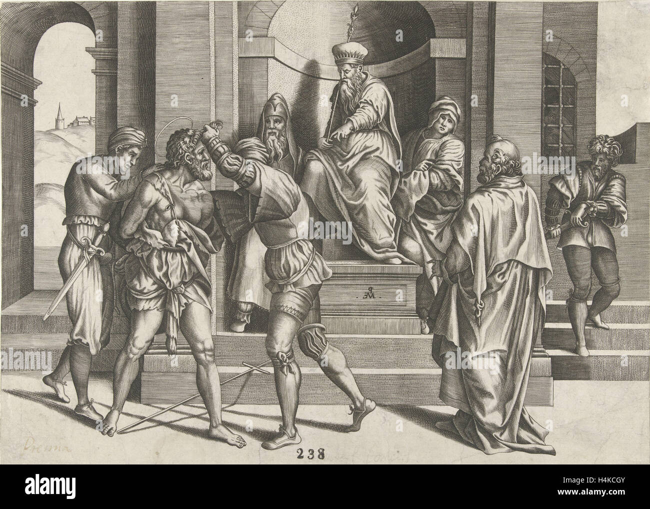 Capture of John the Baptist, Pieter van der Heyden, Andrea del Sarto, c. 1540 - 1572 Stock Photo