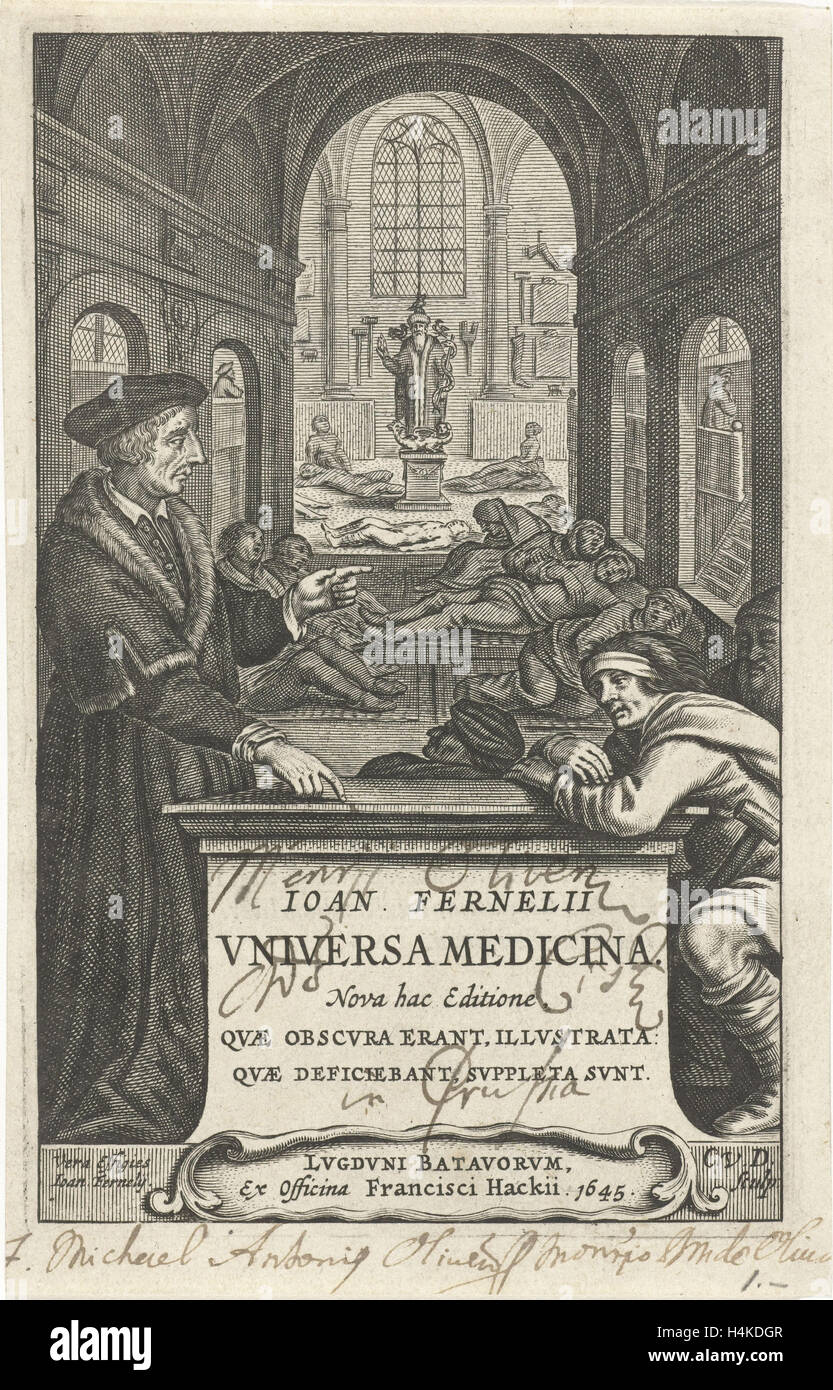 Healer John Fernelius speaks to patient in hospital ward where patients lie on the floor, Cornelis van Dalen (I) Stock Photo