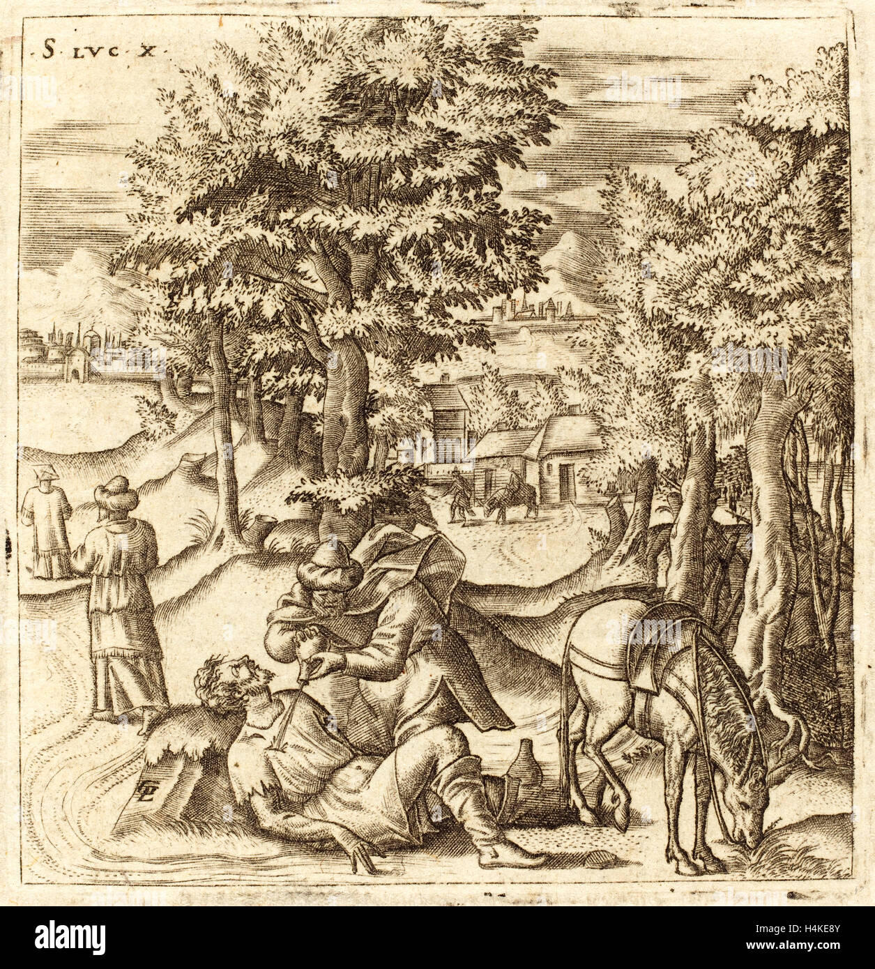 Léonard Gaultier, French (1561-1641), The Good Samaritan, probably c. 1576-1580, engraving Stock Photo