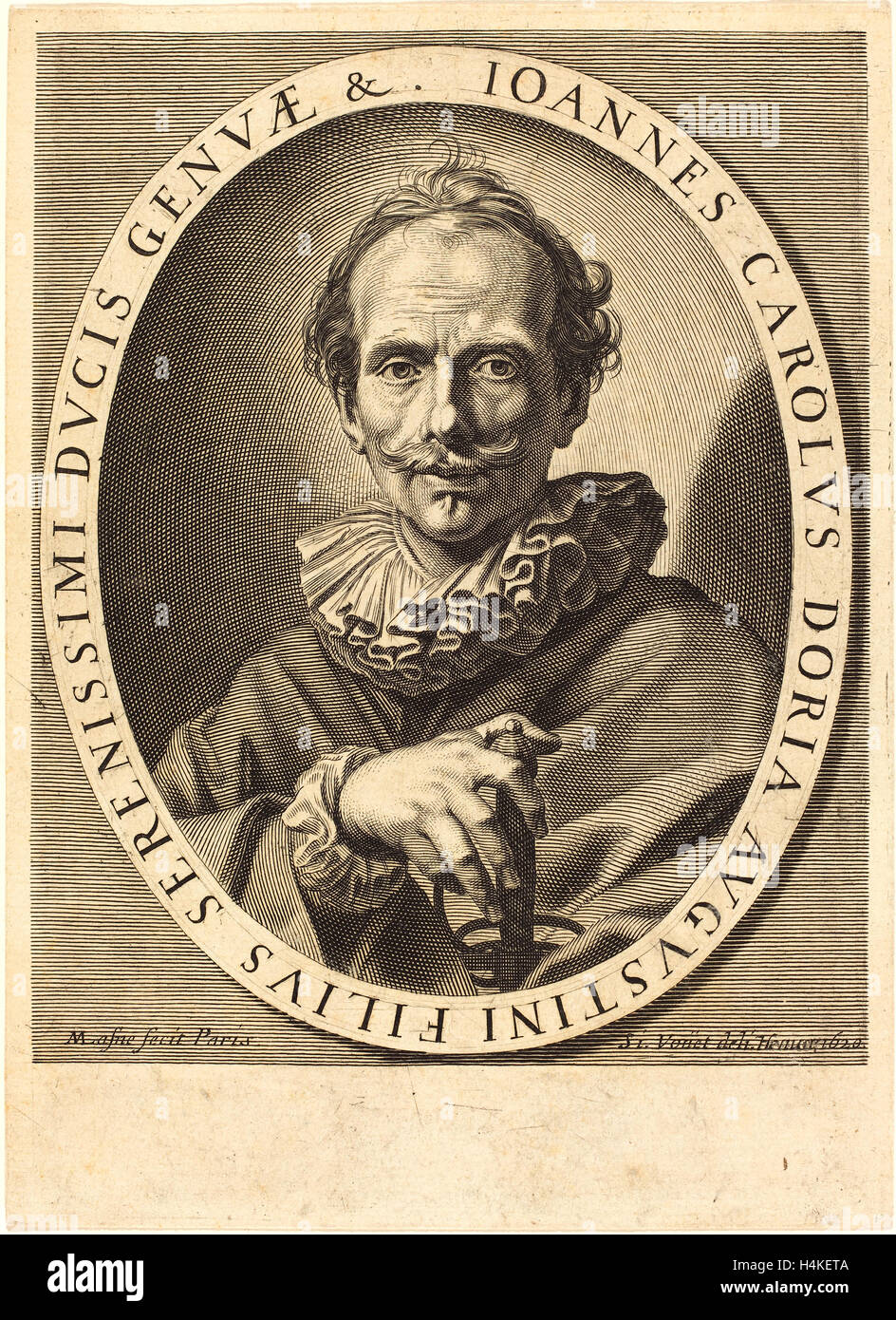 Michel Lasne after Simon Vouet, French (1590 or before-1667), Jean Charles Doria, 1620, engraving on laid paper Stock Photo