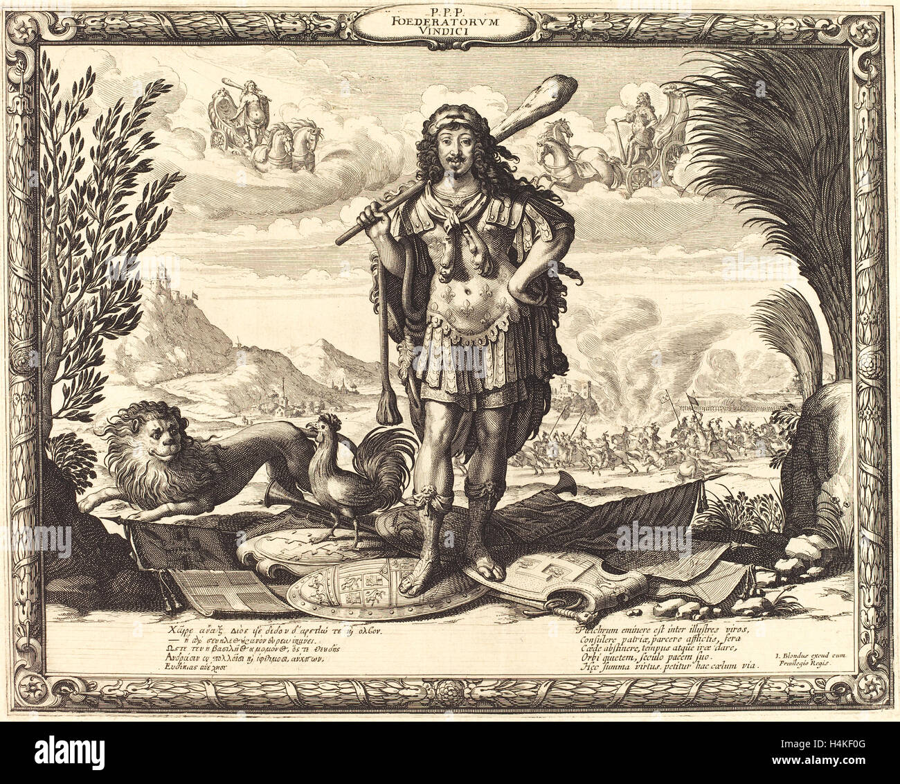 Abraham Bosse, French (1602-1676), Louis XIII as Hercules, engraving and etching Stock Photo
