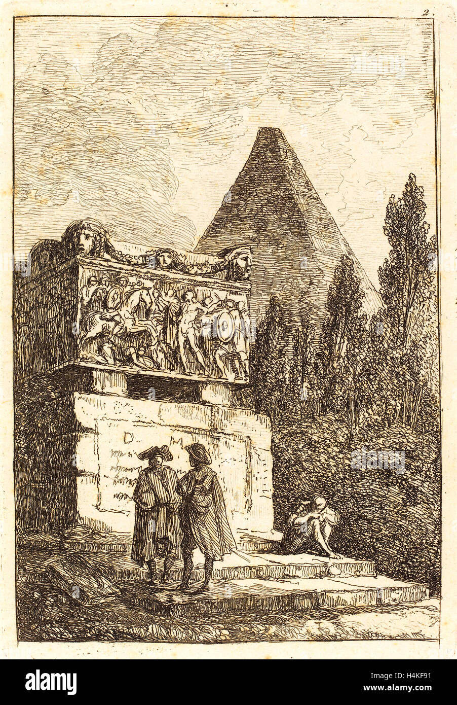 Hubert Robert, French (1733-1808), The Sarcophagus, etching Stock Photo