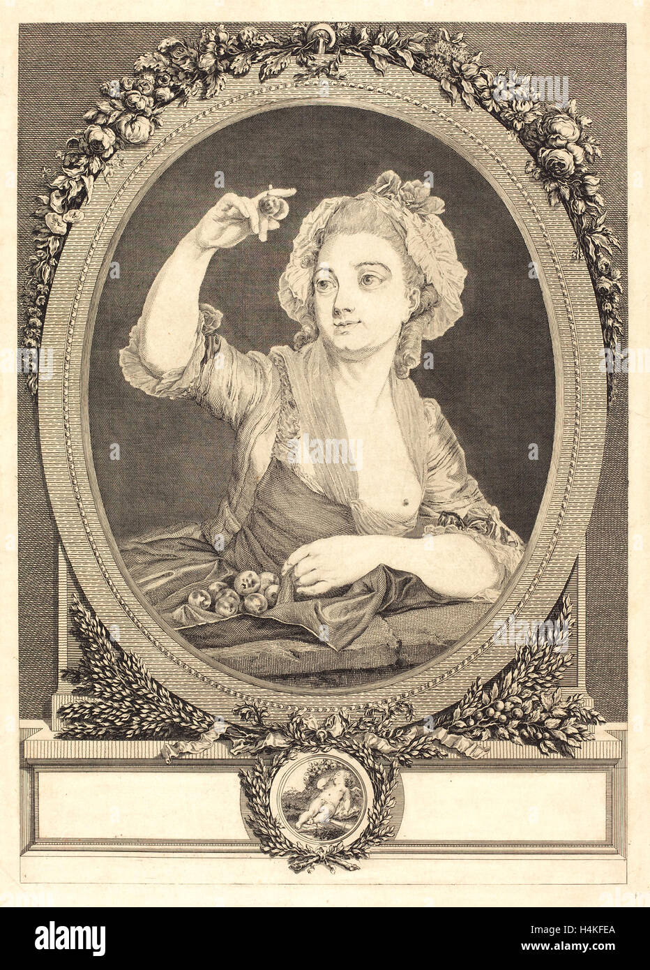 Geraud Vidal after P. Davesne, French (1742-1801), Les prunes, etching
