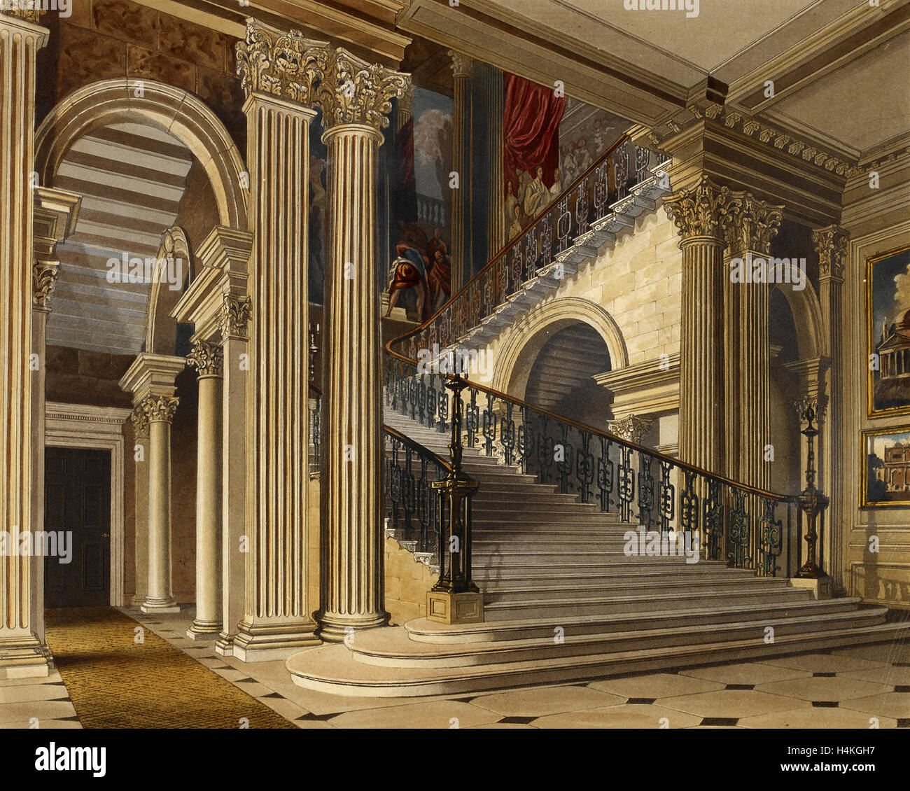 Stair Case, Buckingham House, the Royal Residence, UK Stock Photo