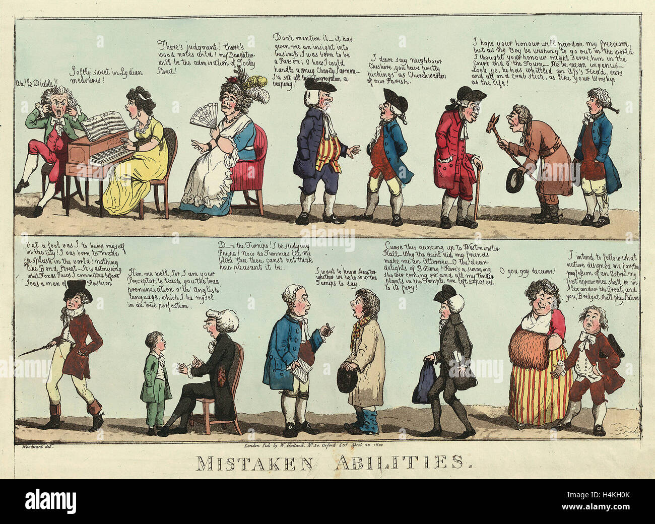 Mistaken abilities, Woodward, G. M. (George Moutard), approximately 1760-1809, engraving 1800,  several individuals Stock Photo