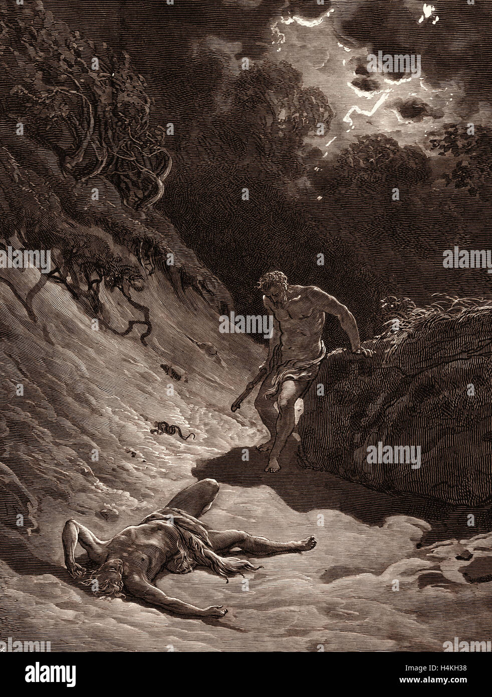 The Death of Abel, by Gustave Doré, 1832 1883, French. Engraving for