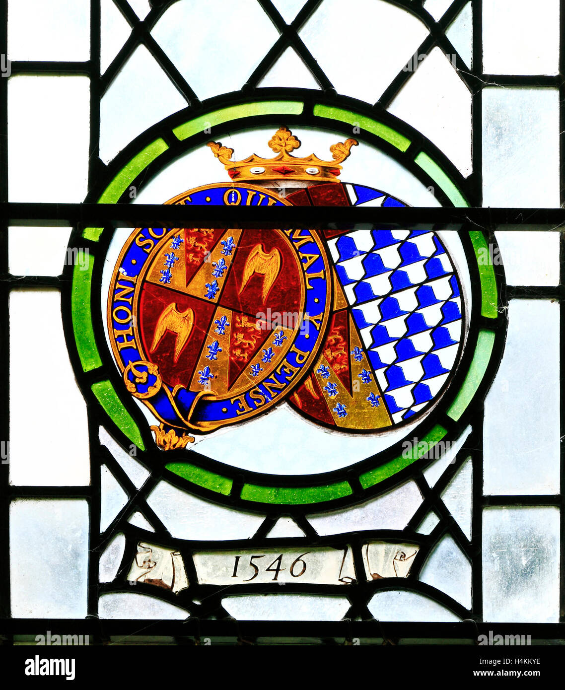 Stanhoe, Norfolk, Arms of Edward Seymour, Duke of Somerset, Earl of Hertford, Lord Protector in reign of his nephew King Edward Stock Photo