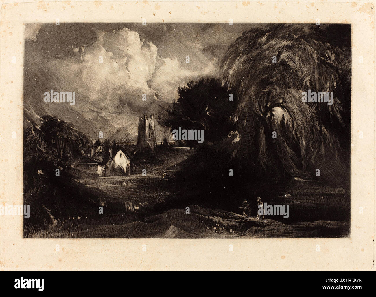 David Lucas after John Constable (British, 1802 - 1881), Stoke-by-Neyland, in or after 1829, mezzotint [progress proof] Stock Photo