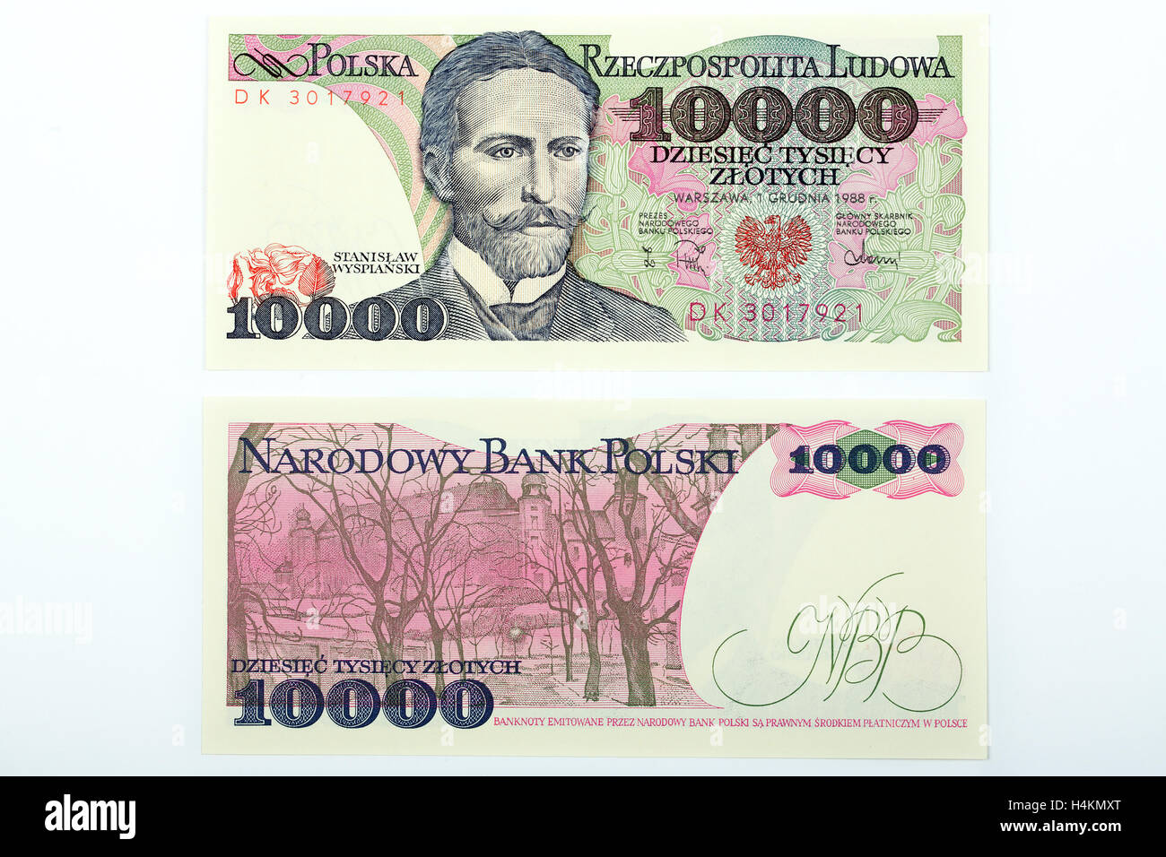 Old Polish money ten thousand zloty Stock Photo