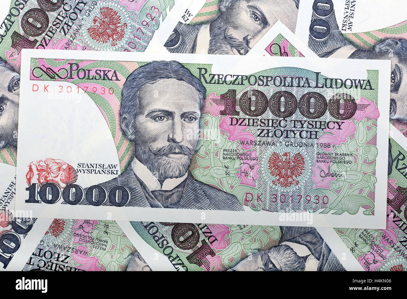 Old Polish money ten thousand zloty Stock Photo