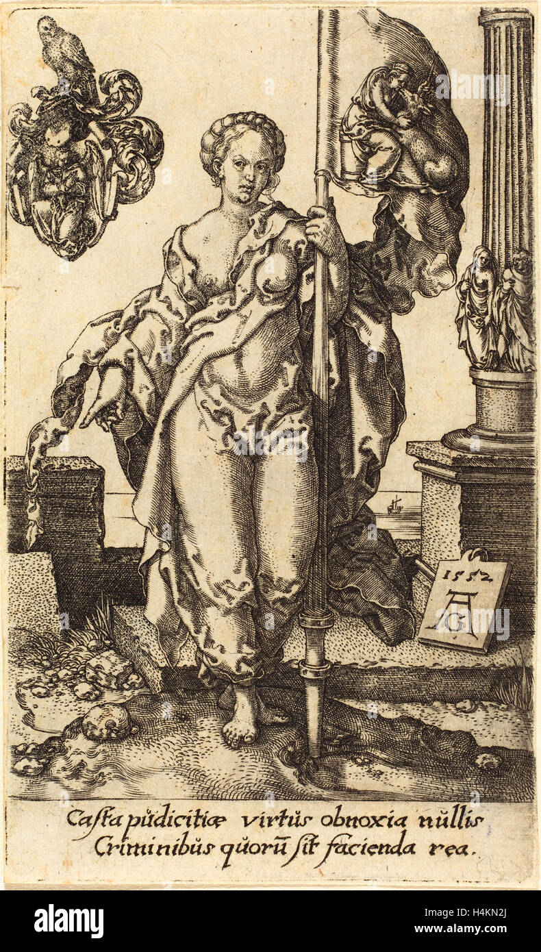 Heinrich Aldegrever (German, 1502 - 1555-1561), Chastity, 1552 Stock Photo