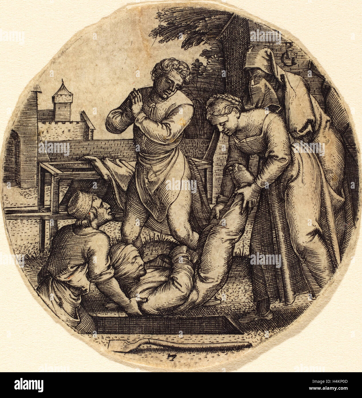 Georg Pencz (German, c. 1500 - 1550), To Bury the Dead, engraving Stock Photo
