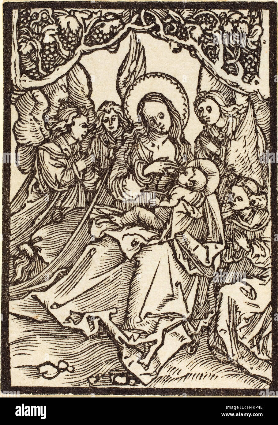 Albrecht Dürer (German, 1471 - 1528), The Virgin Nursing the Christ Child  with Four Angels, c. 1500, woodcut Stock Photo